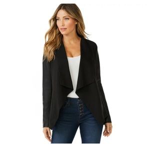 Faux leather drapey cardigan